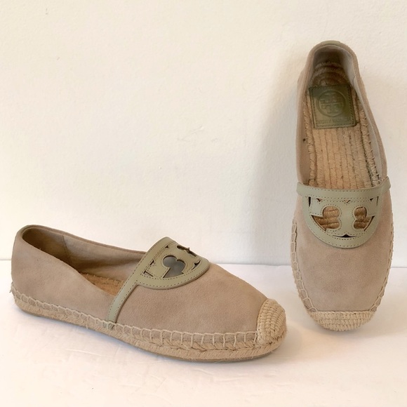Tory Burch Sidney Tan Suede/Leather Espadrilles